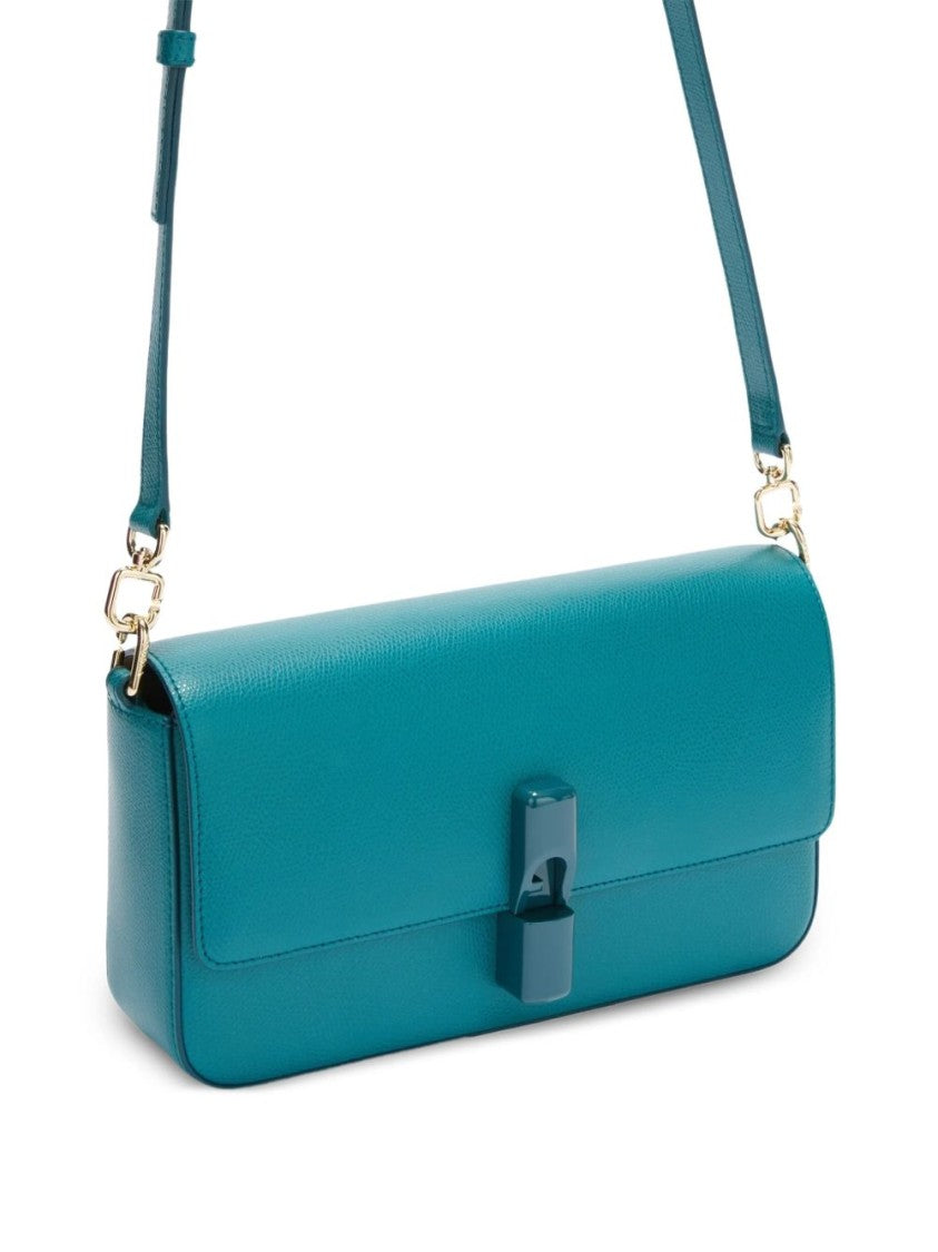 Furla Rectangular Teal Bag With Flap Closure