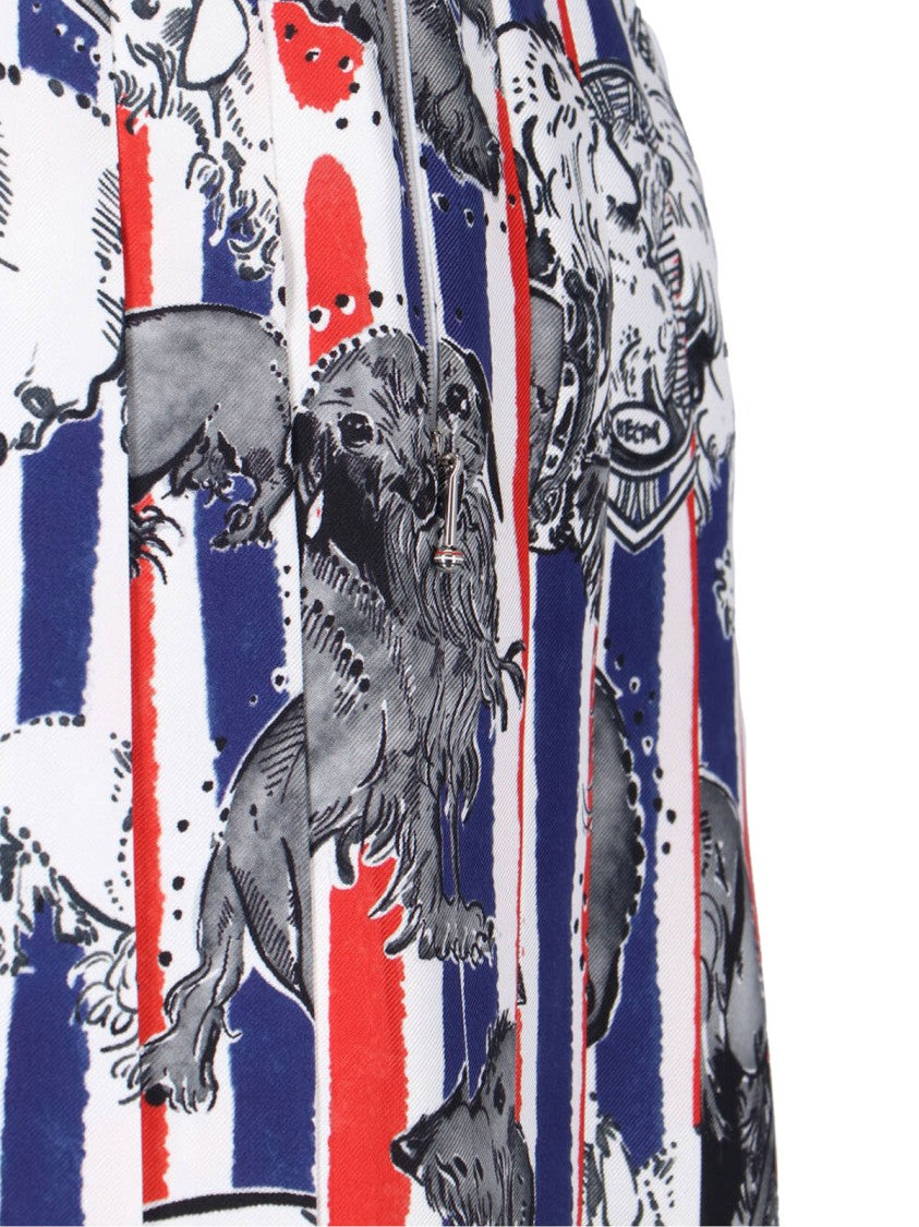 Thom Browne Multicolor Hector Dog Pleated Silk Skirt
