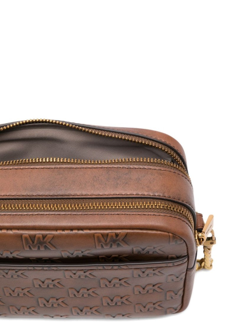 Michael Kors Logo-Embossed Brown Shoulder Bag