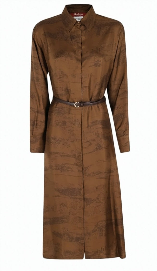 Max Mara Printed Long Sleeve Midi Dress