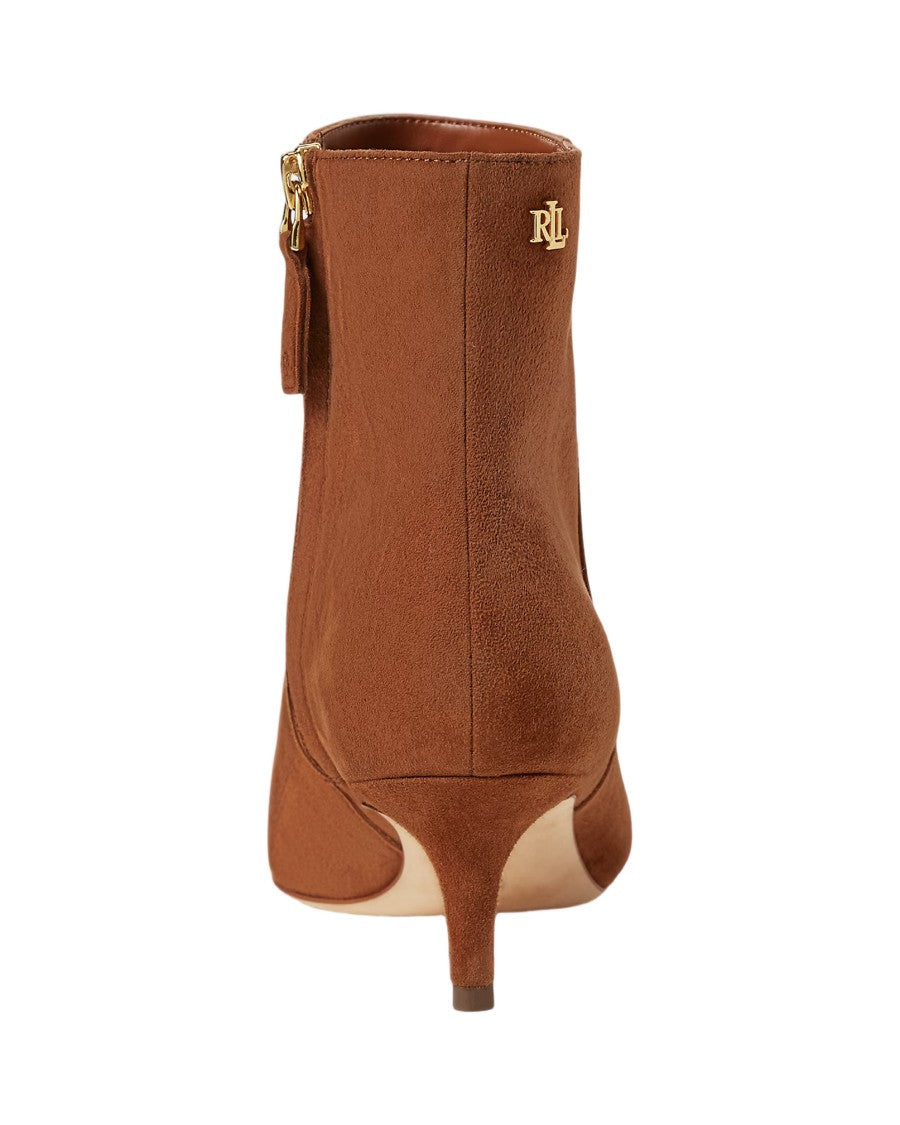 Lauren Ralph Lauren Tan Suede Ankle Boots With Pointed Toe