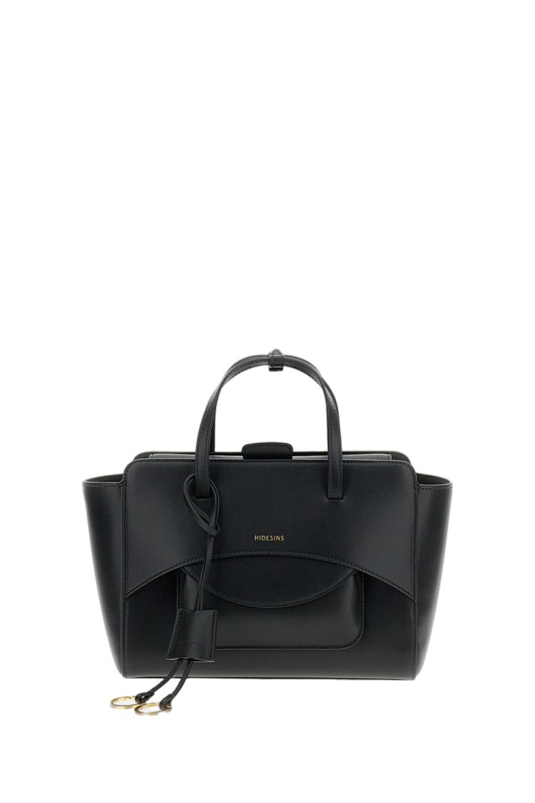Hidesins Black Leather Flap M Crossbody Bag