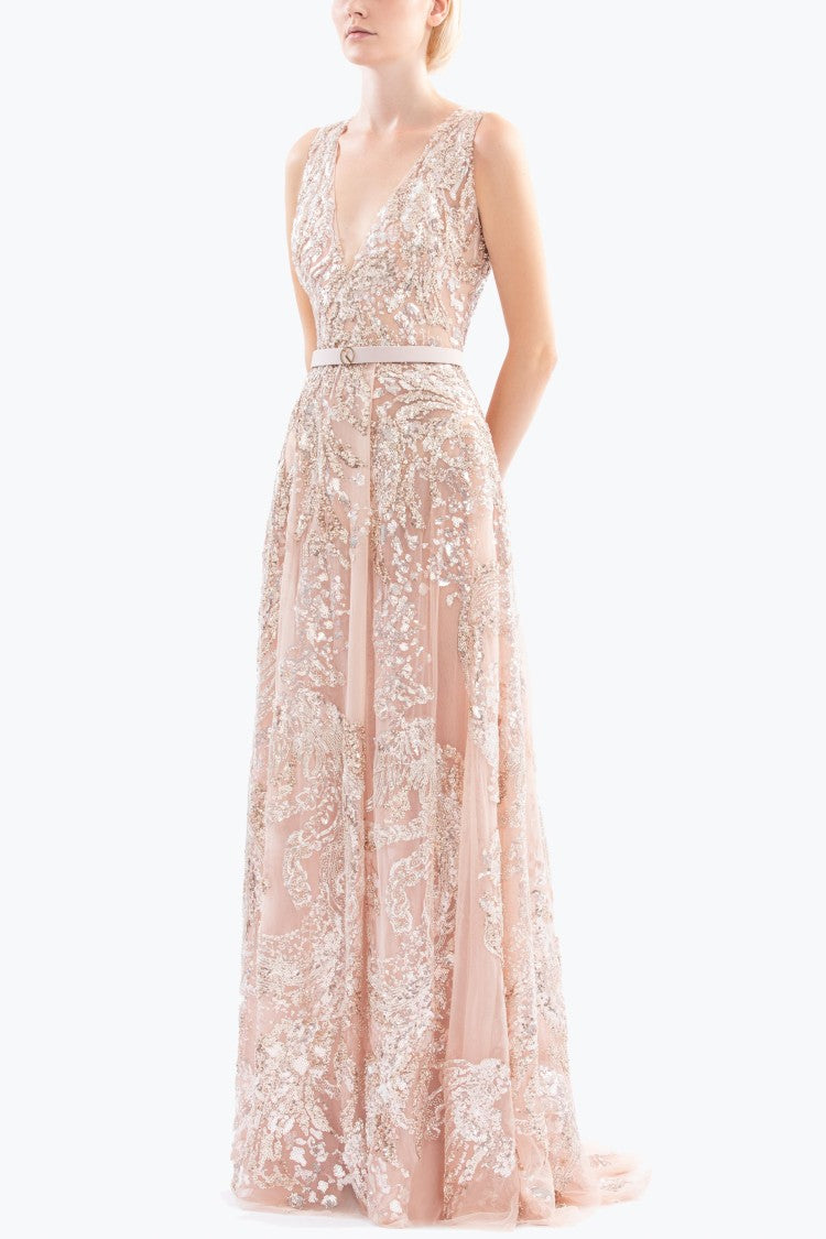 Saiid Kobeisy Embroidered Long Dress