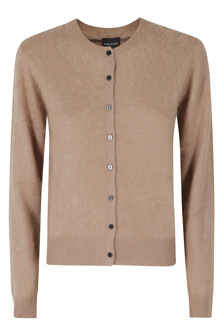 Herskind Croissant Roselle Ribbed Wool-Cashmere Cardigan
