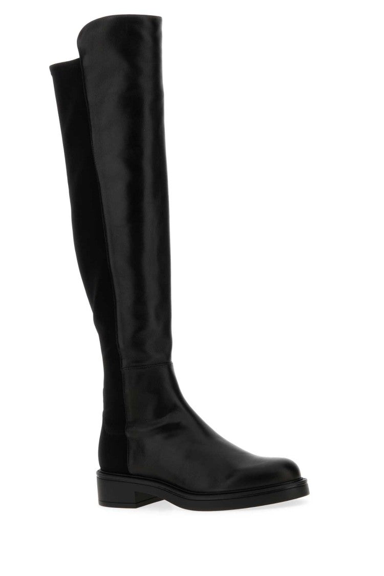 Stuart Weitzman Black Nappa Leather And Fabric Celia Boots