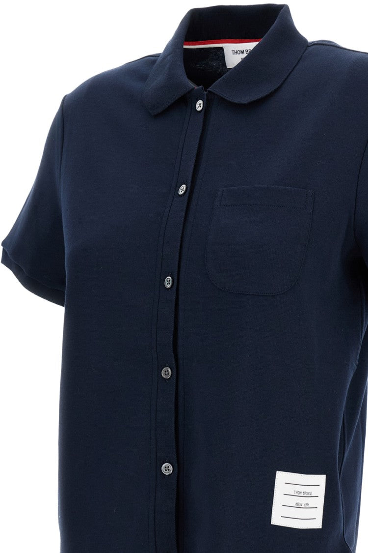 Thom Browne Structured Blue Shirt With Button-Down Front