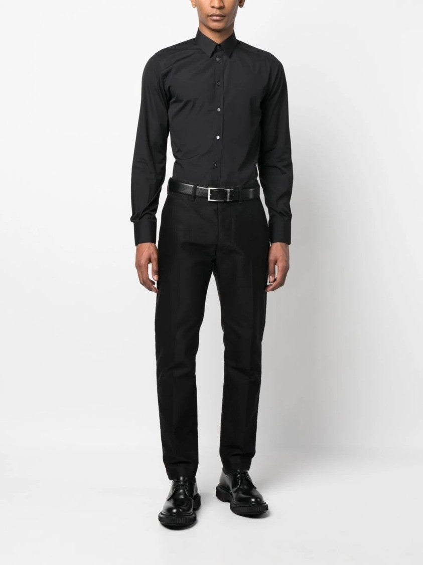 Dolce & Gabbana Fitted White Pointed Collar Cotton Shirt