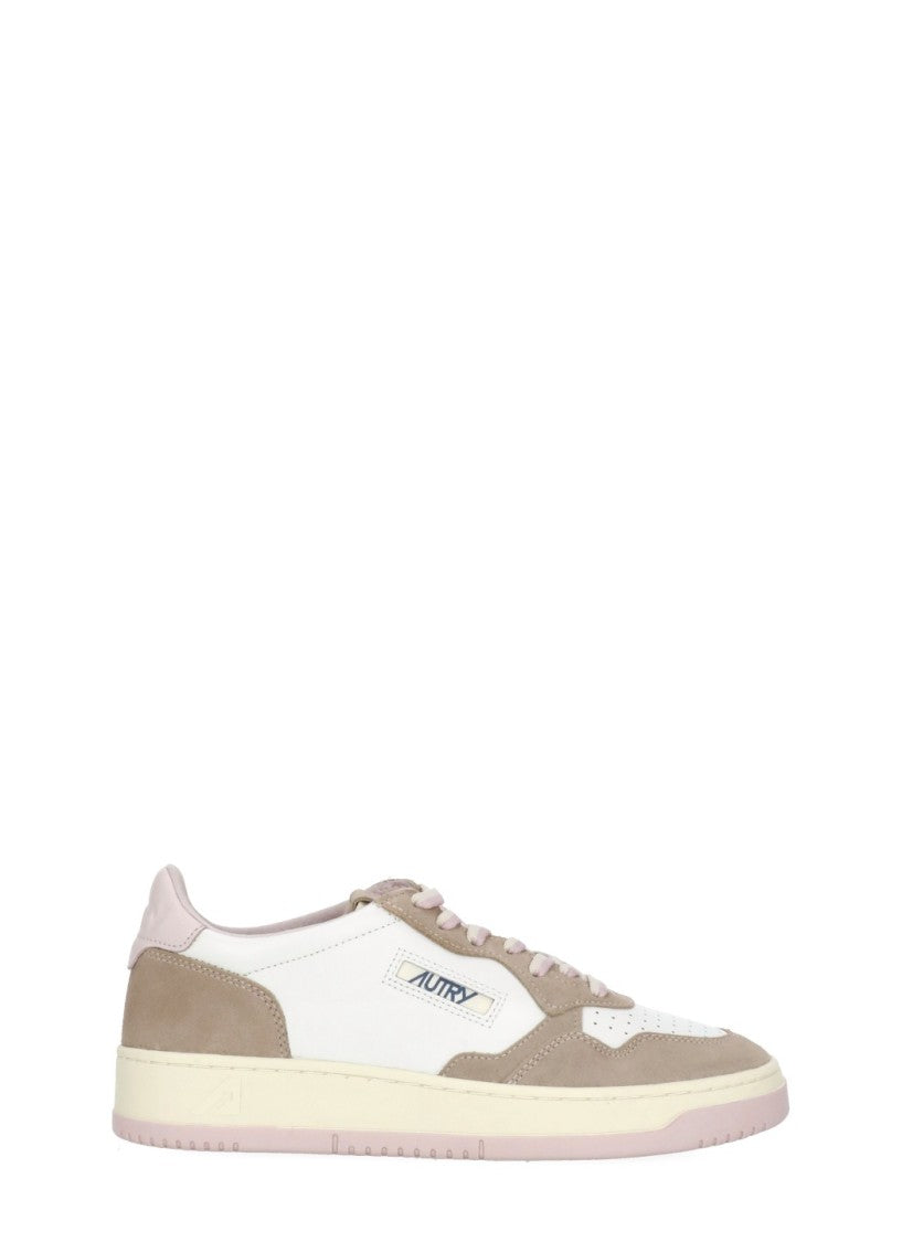 Autry White Medalist Low Suede-Blend Sneakers