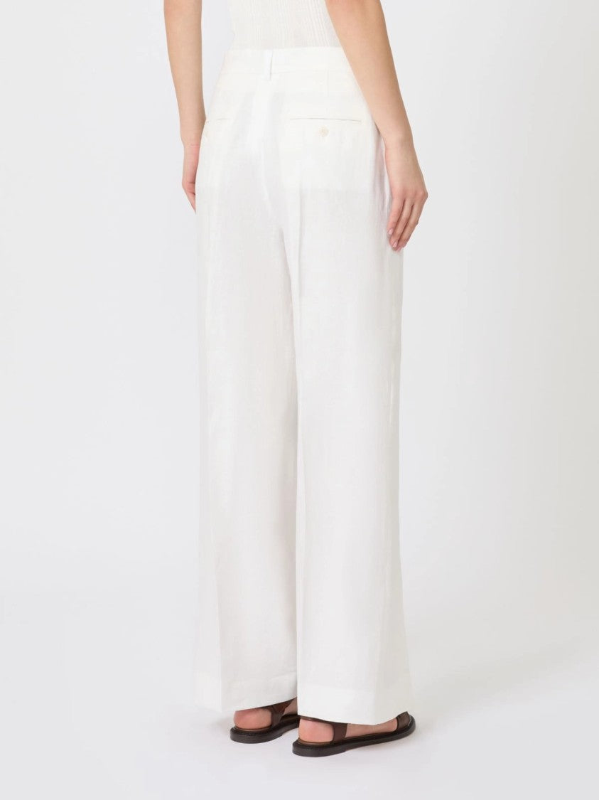 Max Mara Tailored White Wide-Leg Trousers With Front Pleats
