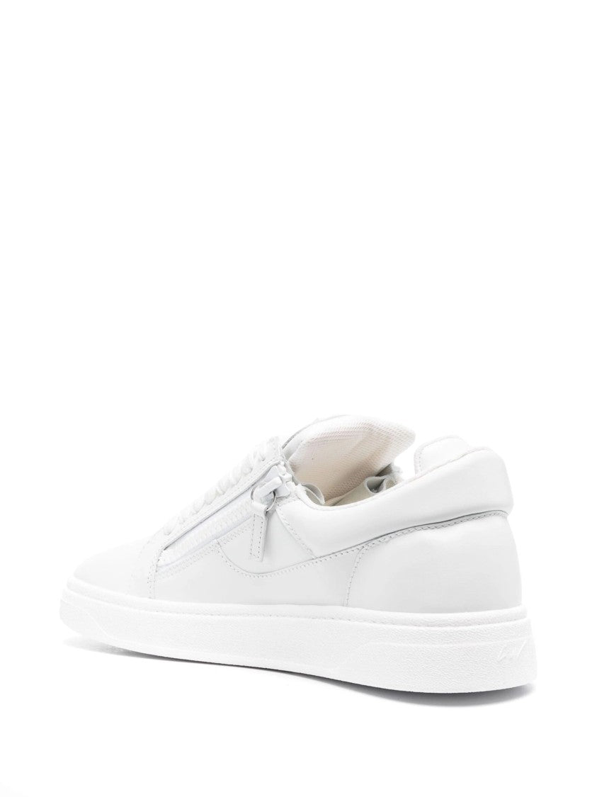 Giuseppe Zanotti White Gz 94 Side Zipper Low-Top Leather Sneakers