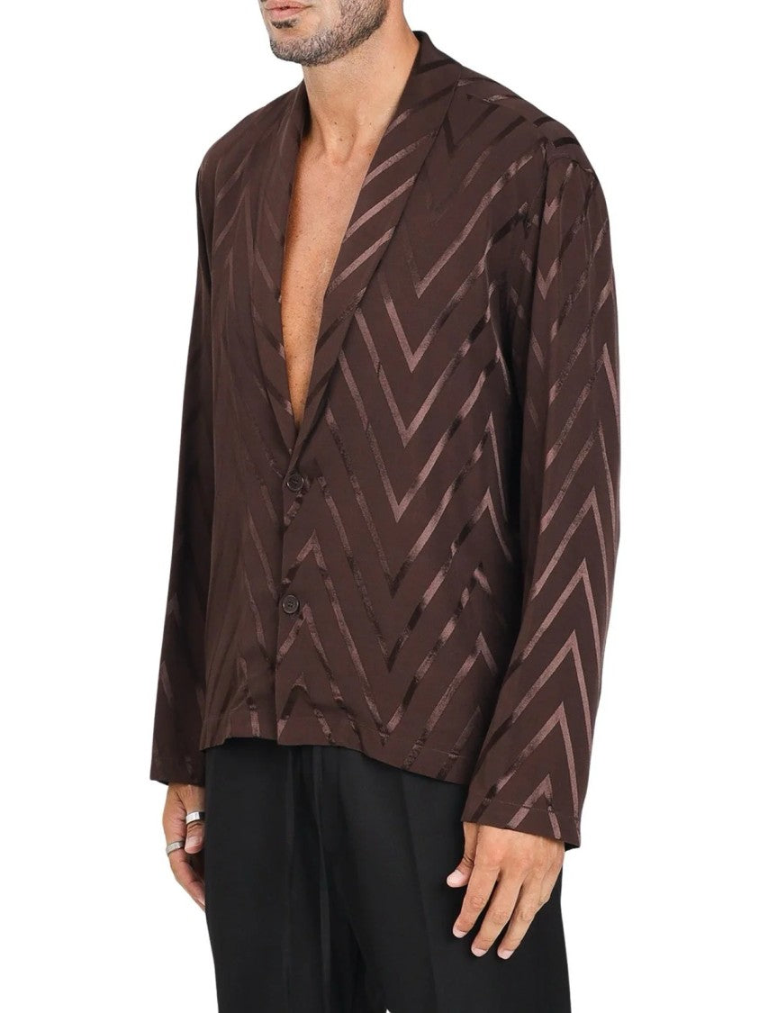 I M Brian Brown Viscose Chevron Shirt
