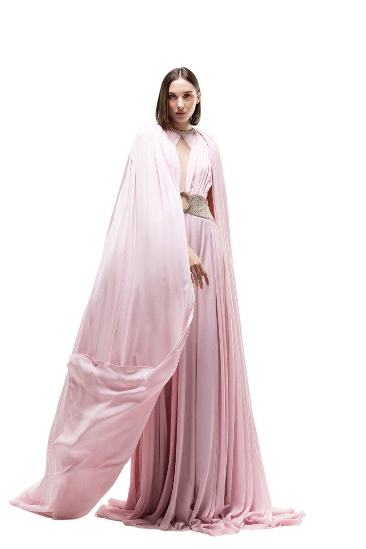 Saiid Kobeisy Crystal Embellished Draped Dress