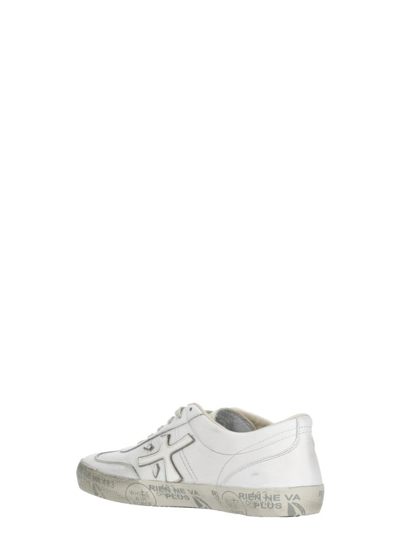 Prmt White David 8091 Lettering Leather Sneakers