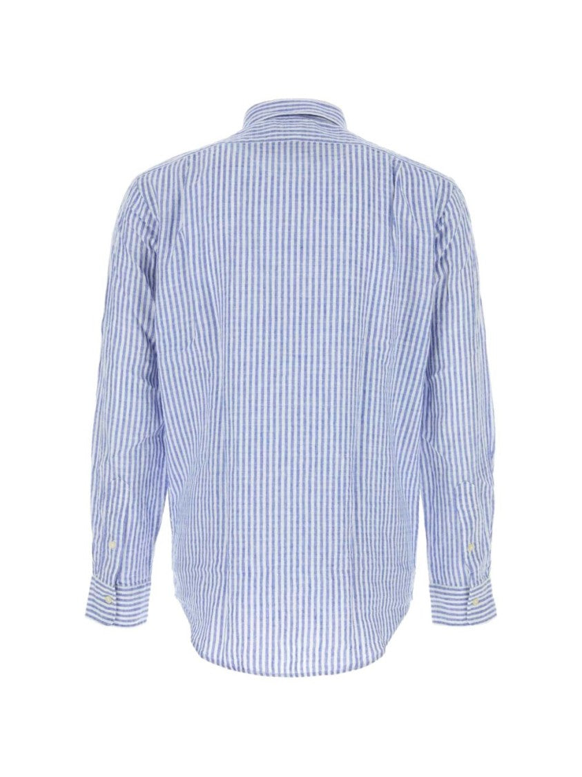 Polo Ralph Lauren Blue White Vertical Striped Cotton Shirt