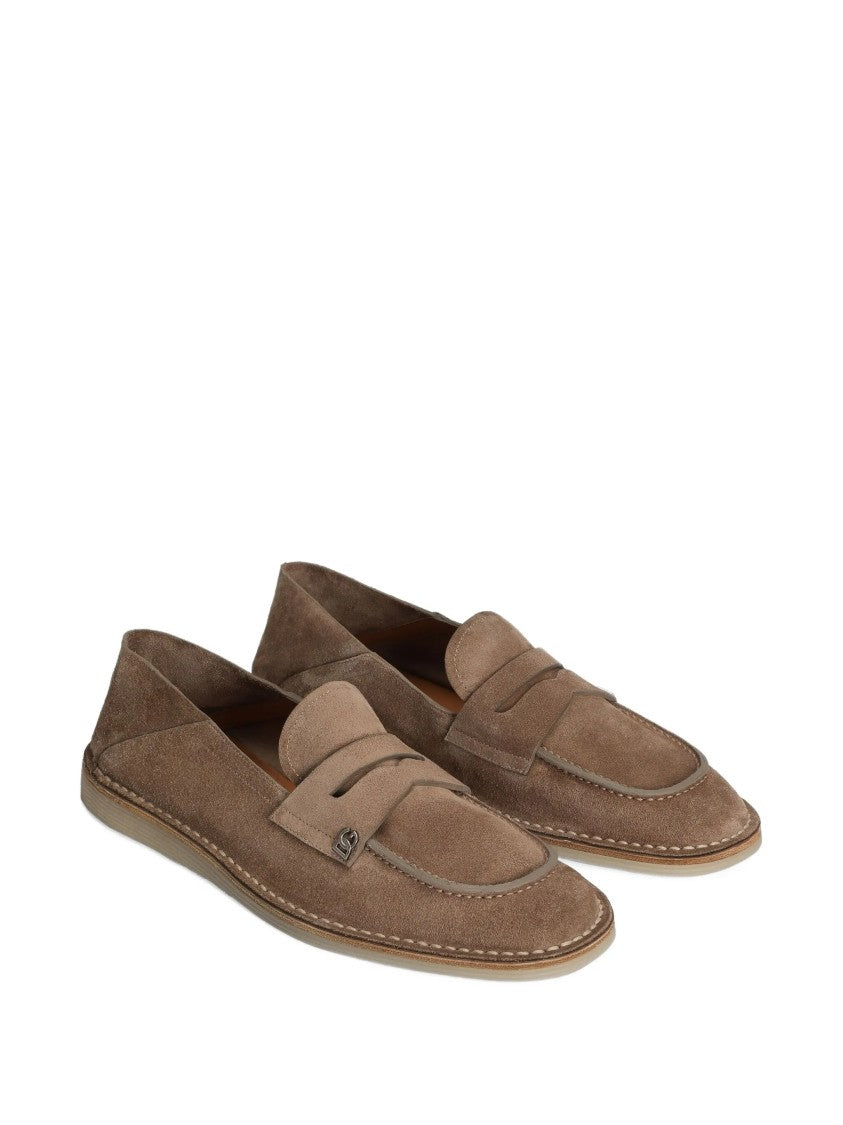 Dolce & Gabbana Brown Croba Suede Penny Strap Loafers