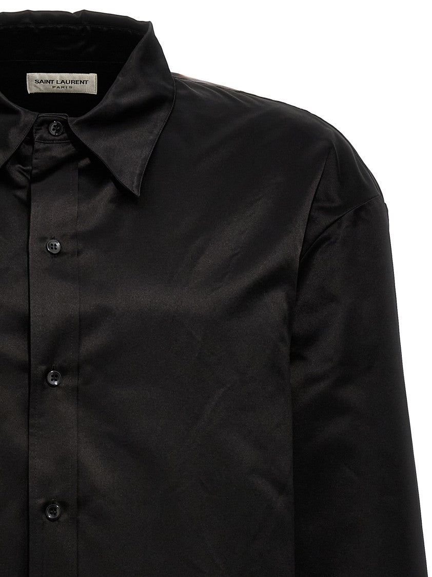 Saint Laurent Duchesse Silk Satin Oversized Shirt