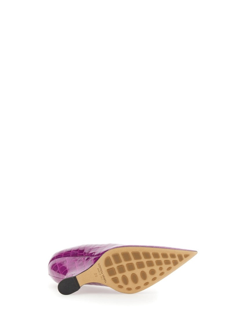 Bottega Veneta Pointed Decollete Pumps With Crocodile-Embossed Detail