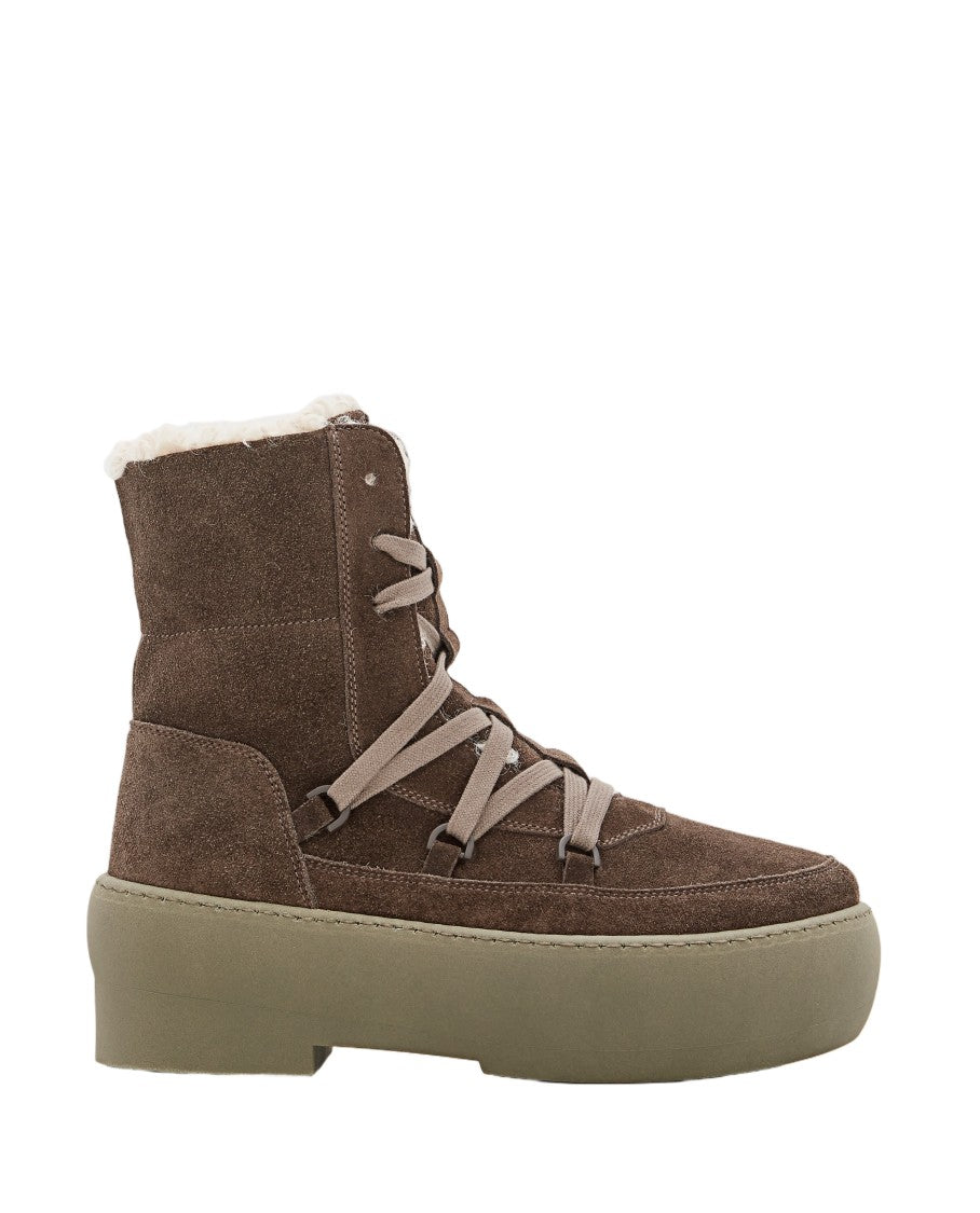 Gia Borghini High-Top Suede Boots With Shearling Lining