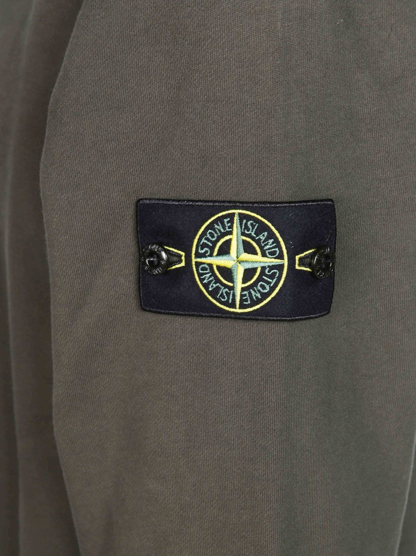 Stone Island Crewneck Olive Green Ribbed Sweatshirt