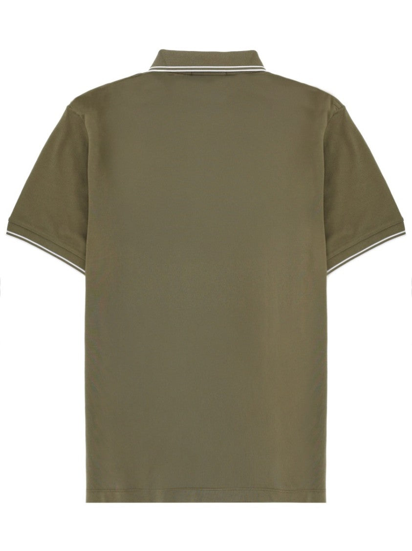 Stone Island Olive Green White Stripes Polo Shirt