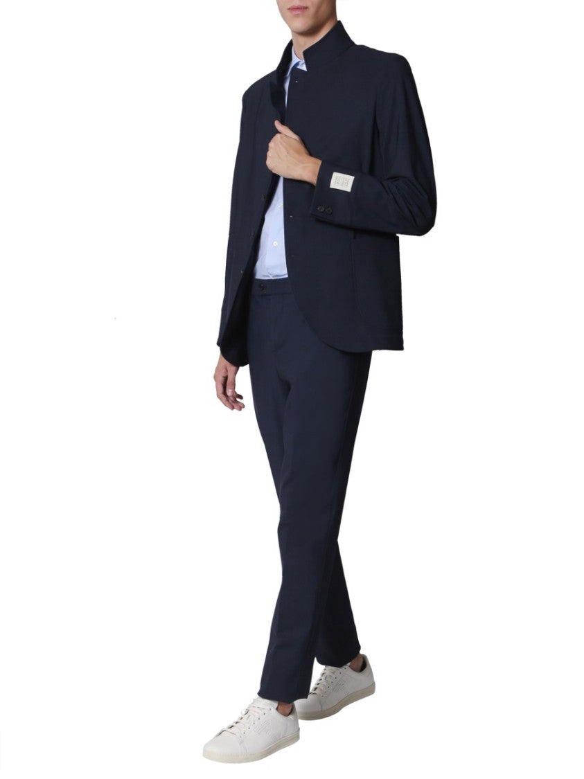 Traiano Blue Modular Jacket With High Collar