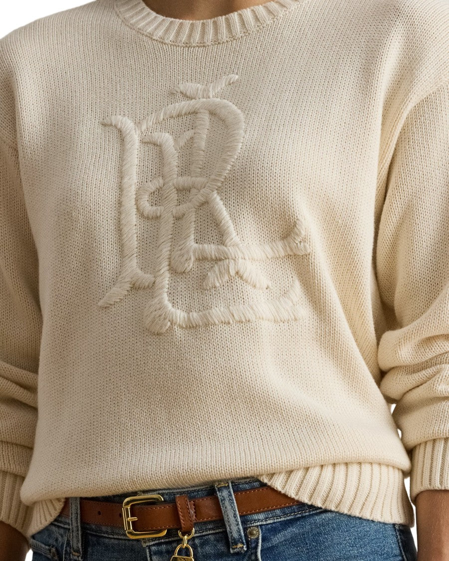 Lauren Ralph Lauren Riednee Long Sleeve Pullover In Mascarpone Cream
