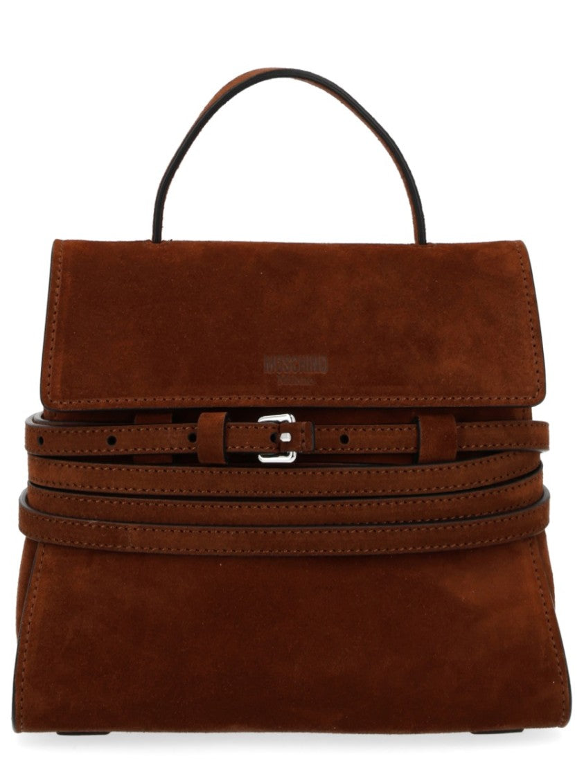 Moschino Tie Me Small Suede Handbag