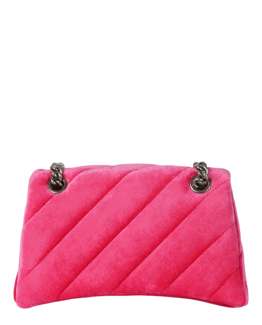 Balenciaga Crush Velvet Small Quilted Chain Shoulder Bag