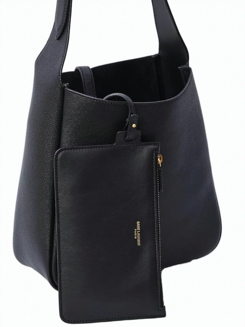 Saint Laurent Supple Grained Leather Small Shoulder Bag With Logo Closure