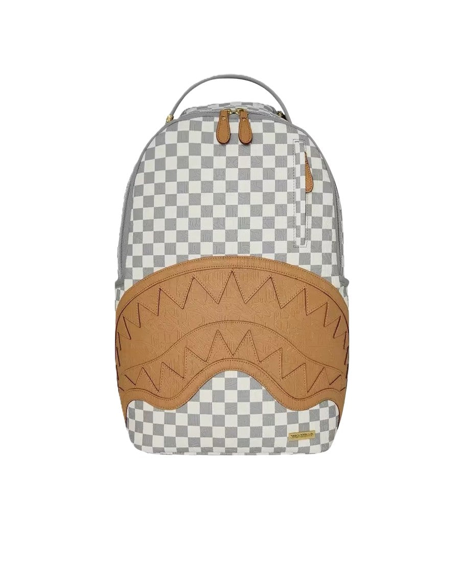 Sprayground Embossed Cream Check Backpack