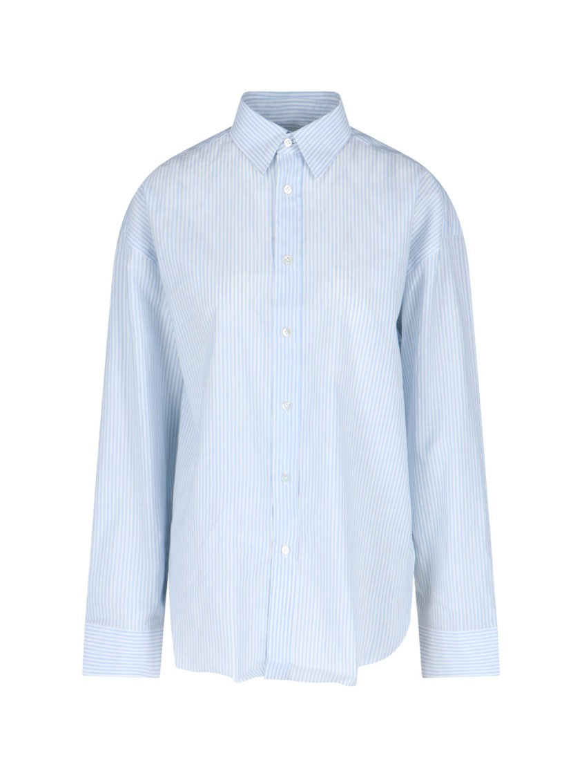 Finamore "Oriana" Striped Shirt – Light Blue