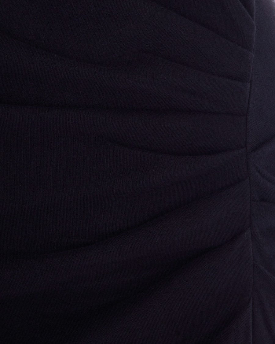 Isabel Marant Long Draped Black Jersey Dress With Structured Shoulders