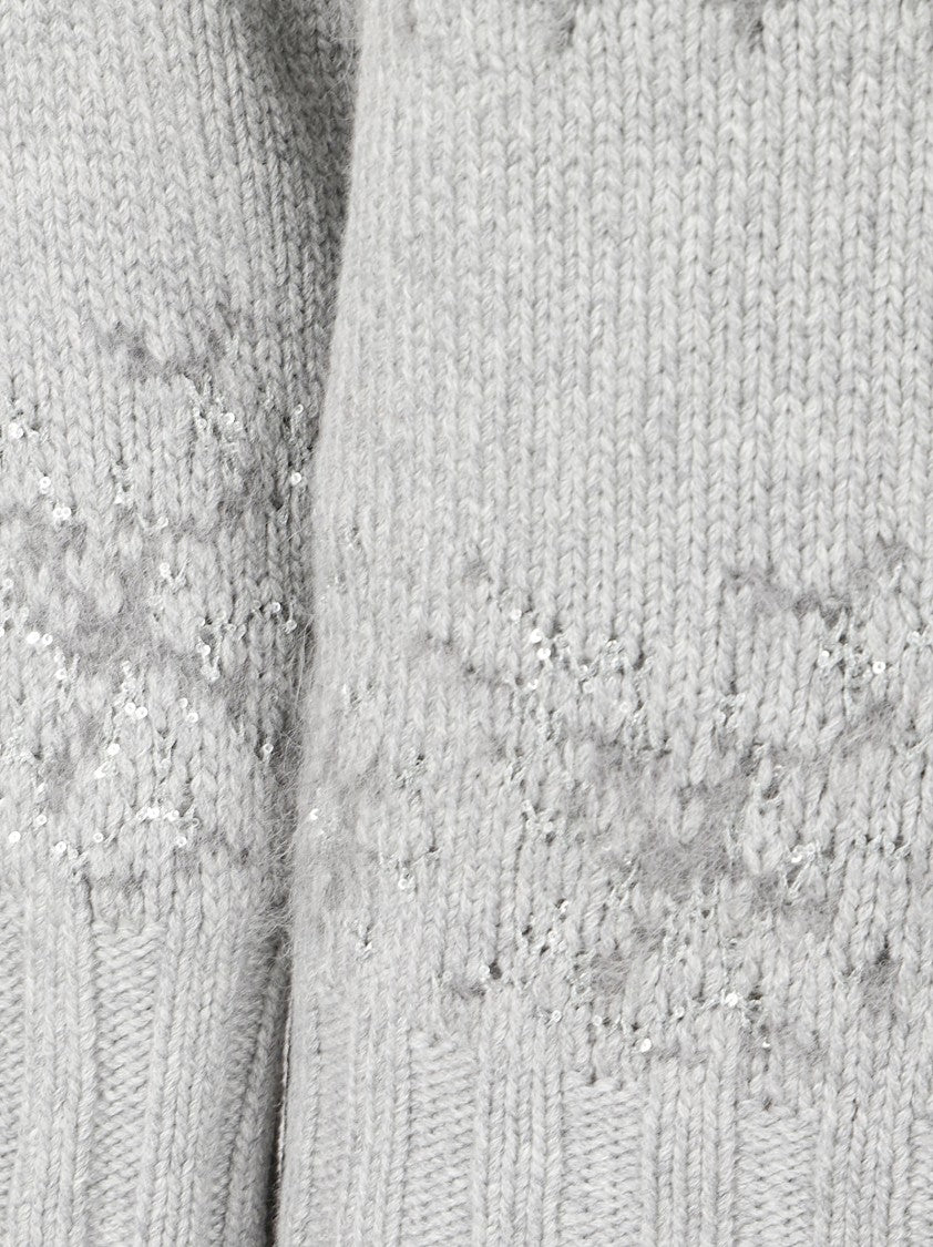 Fabiana Filippi Light Grey Sweater With High Ribbed Collar