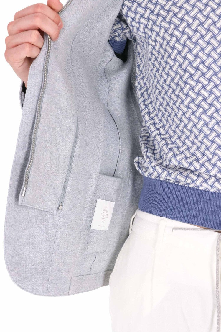 Eleventy Light Blue Raw-Edge Cotton Blazer