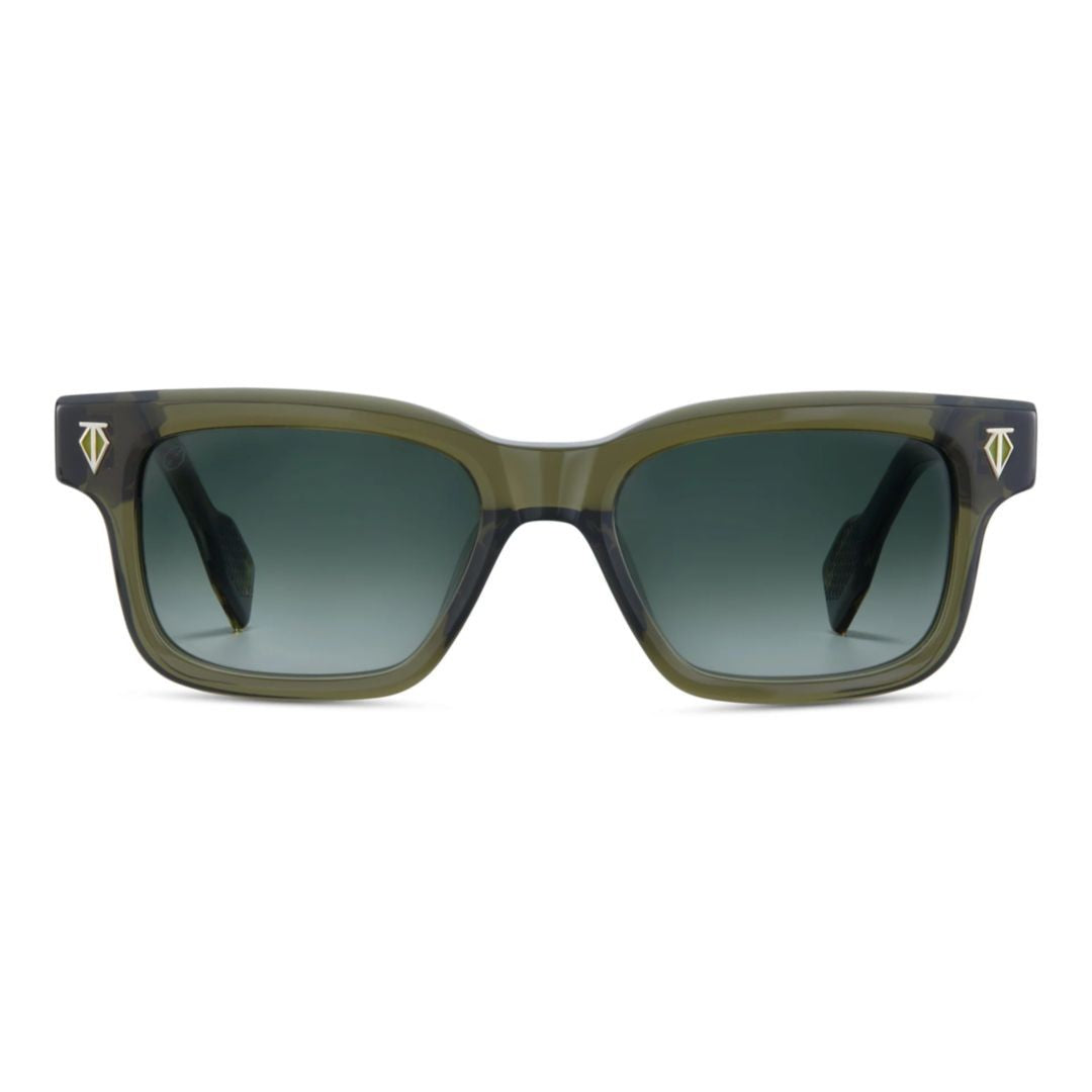 T Henri Daytona Translucent Olive Green Acetate Sunglasses With Gradient Lenses