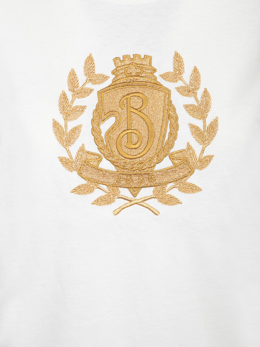 Burberry Embroidered White T-Shirt With Iconic Burberry Emblem