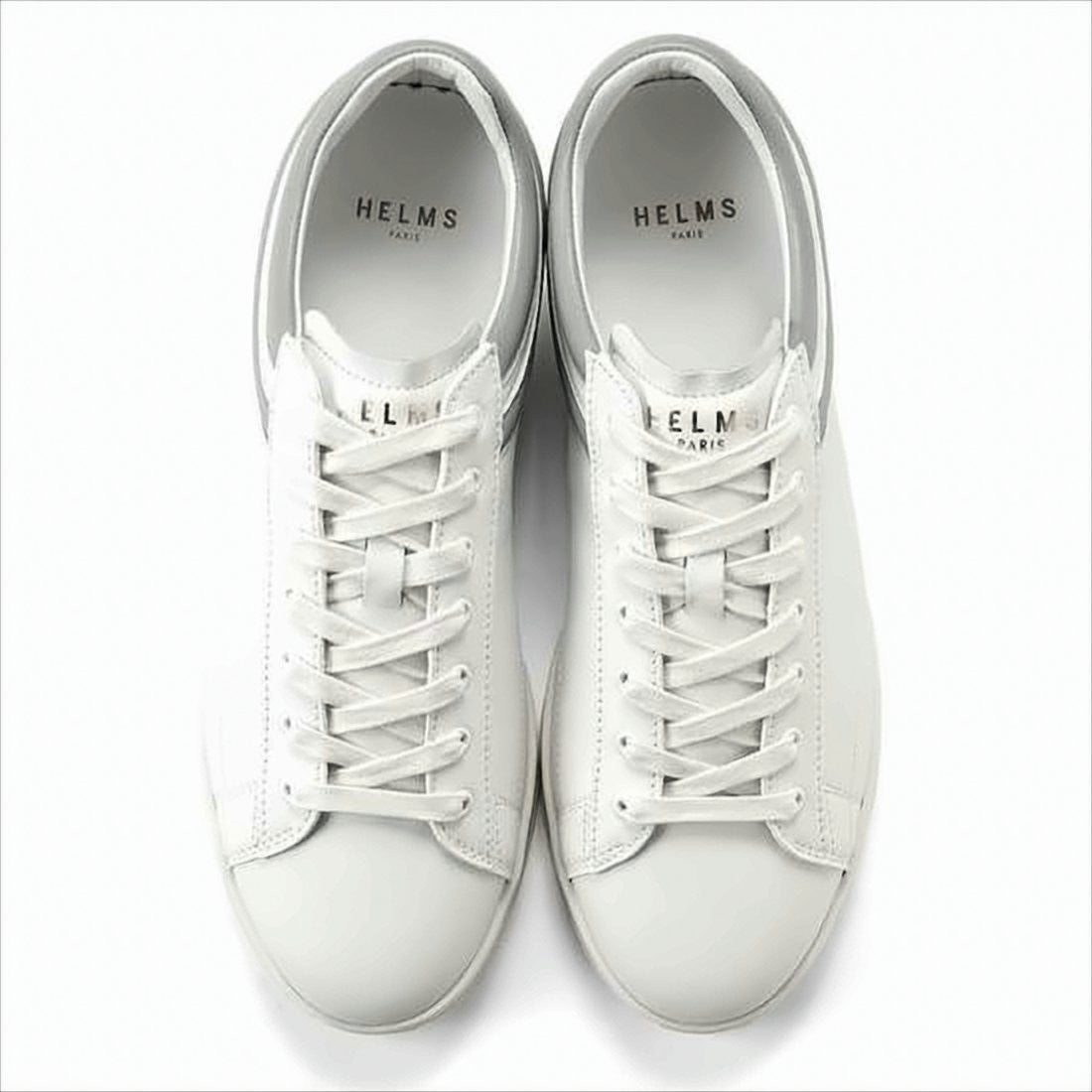 Helms Paris Smooth Calf Leather Low-Top Sneakers With Gold Accents