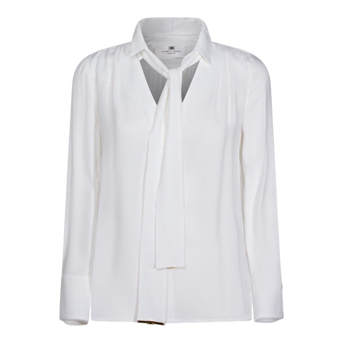 Elisabetta Franchi Minimalist Ivory Shirt With Refined Silhouette