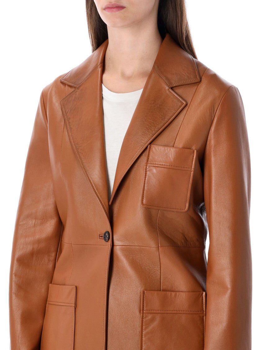 Chloé Single-Breasted Lamb Leather Blazer With Notch Lapel And Classic Detailing
