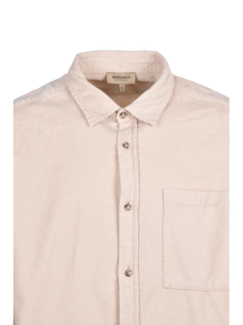 Woolrich Beige Velvet Long-Sleeve Cotton Shirt