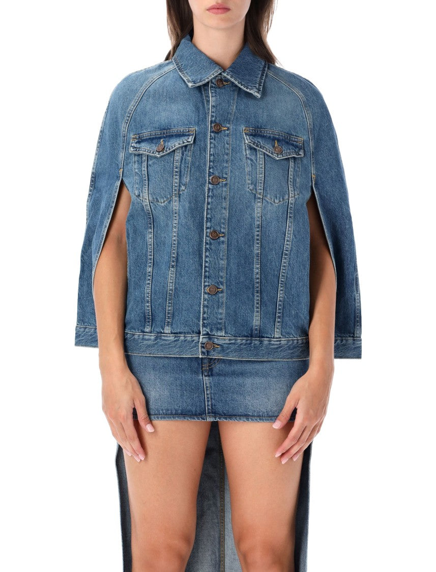 7 For All Mankind Cape Midtown Open-Side Denim Cape