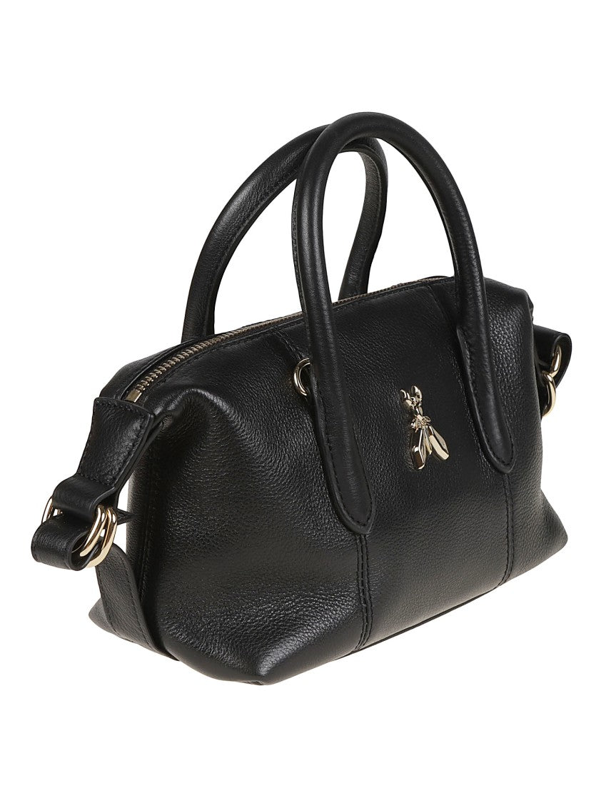 Patrizia Pepe Smooth Calf Leather Metallic Accent Top Handle Bag
