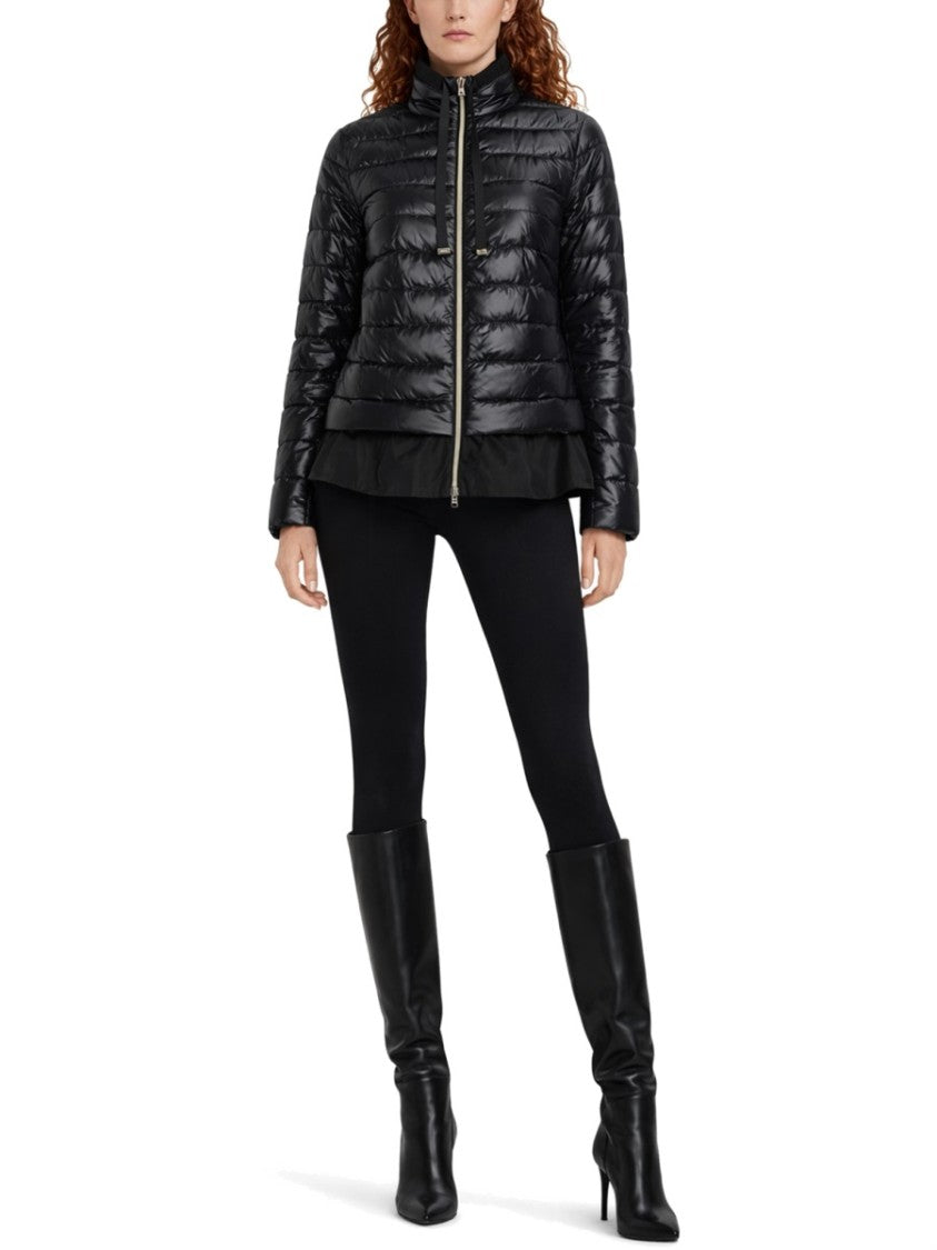 Herno Neutrals Shiny Ruffled Hem Polyamide Down Jacket