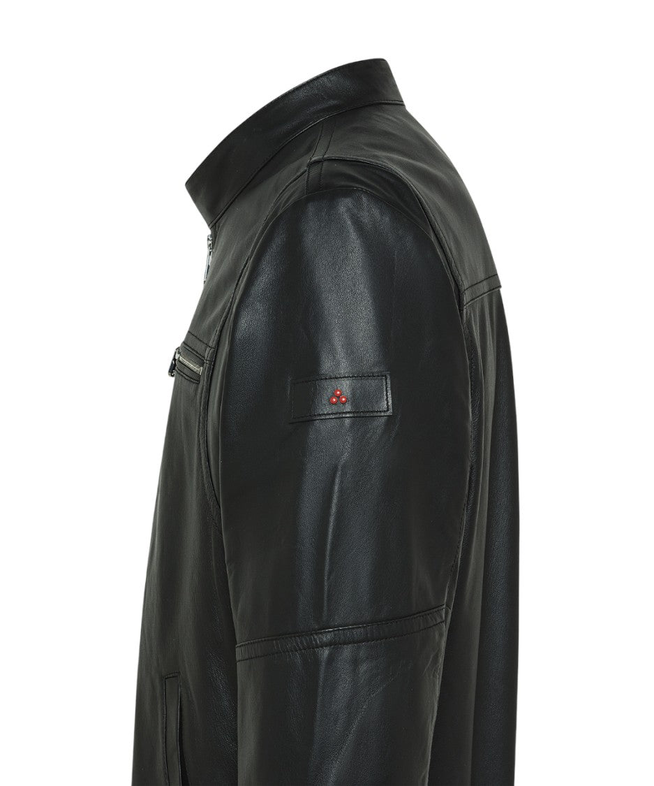 Peuterey Slim Fit Biker Leather Jacket