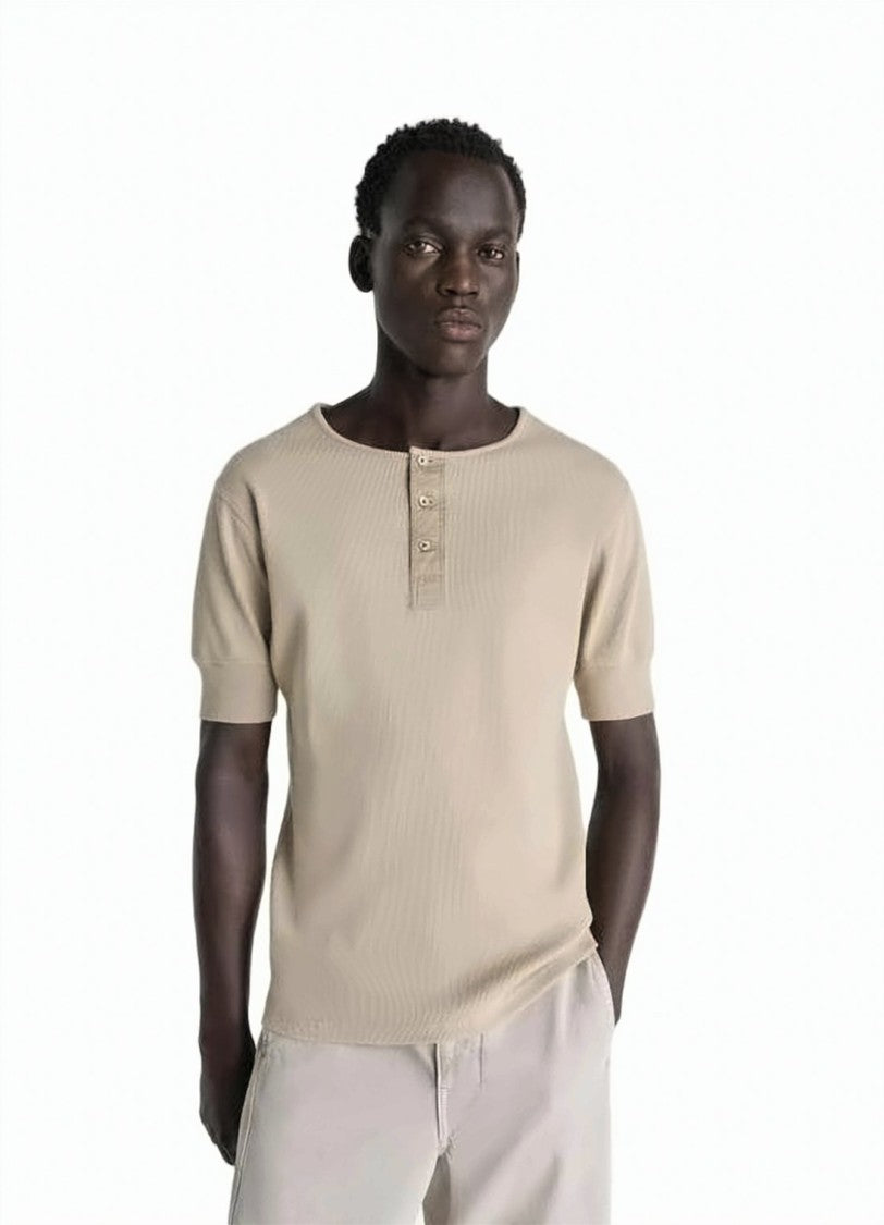 Lemaire Henley Neck Top With Subtle Ribbed Texture