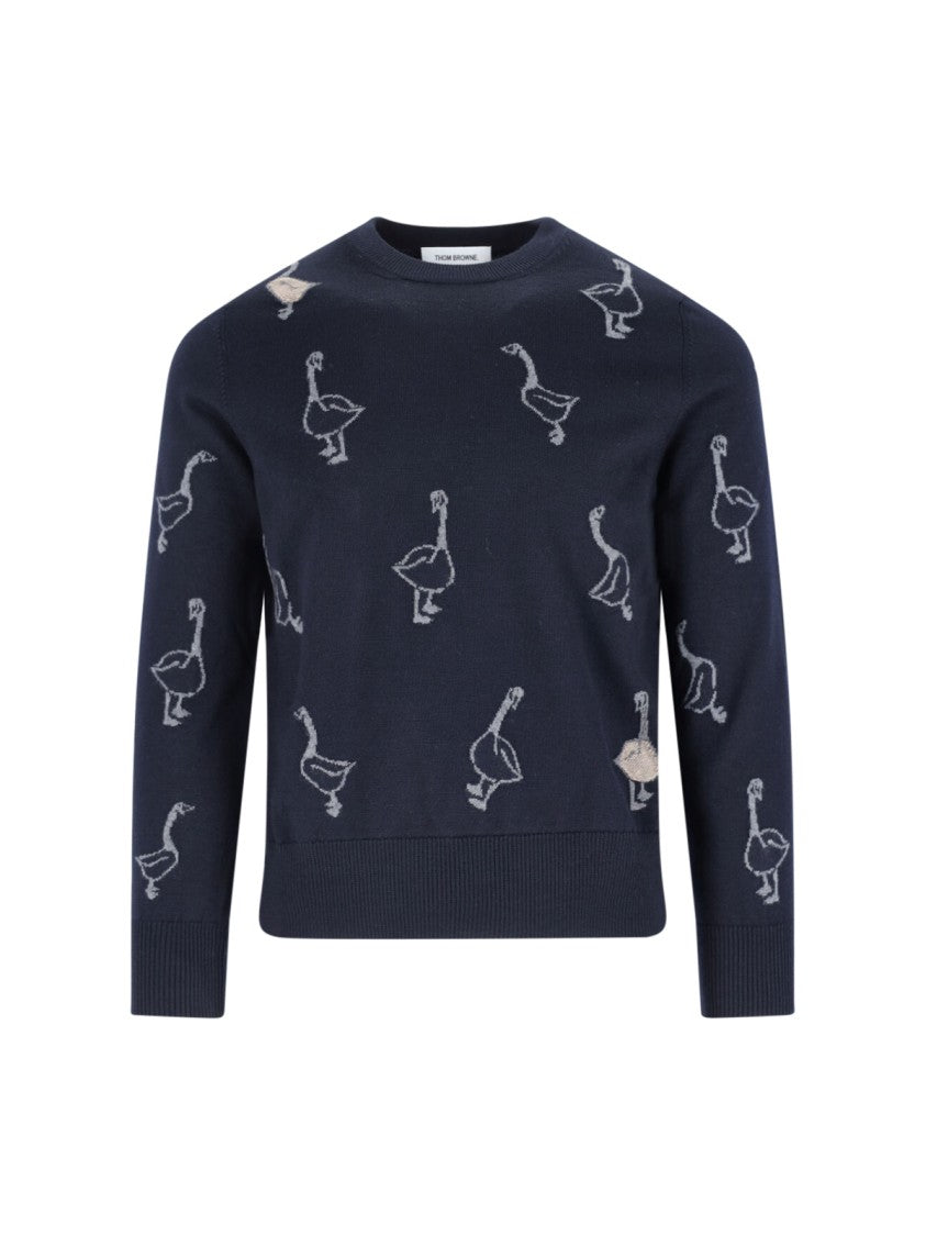 Thom Browne Minimalist Knit Sweater With Ribbed Details