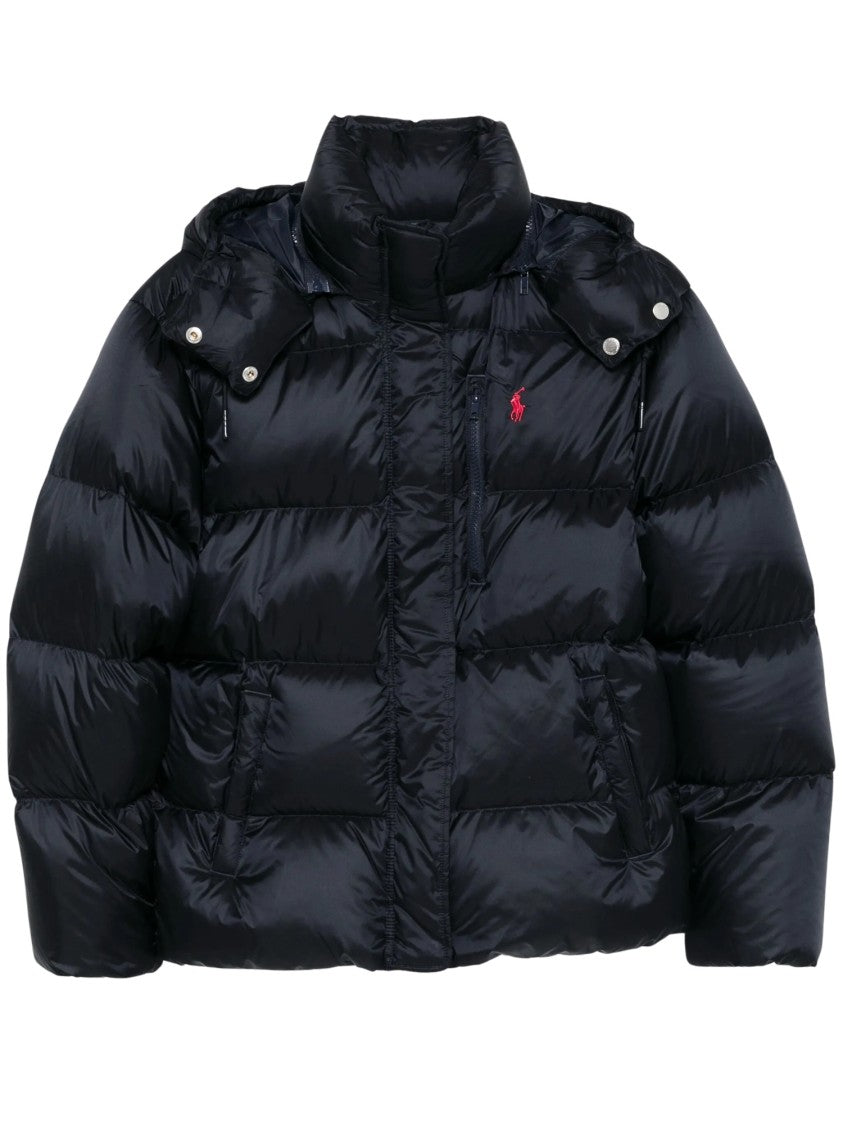 Polo Ralph Lauren Cropped High-Collar Navy Puffer Jacket With Detachable Hood