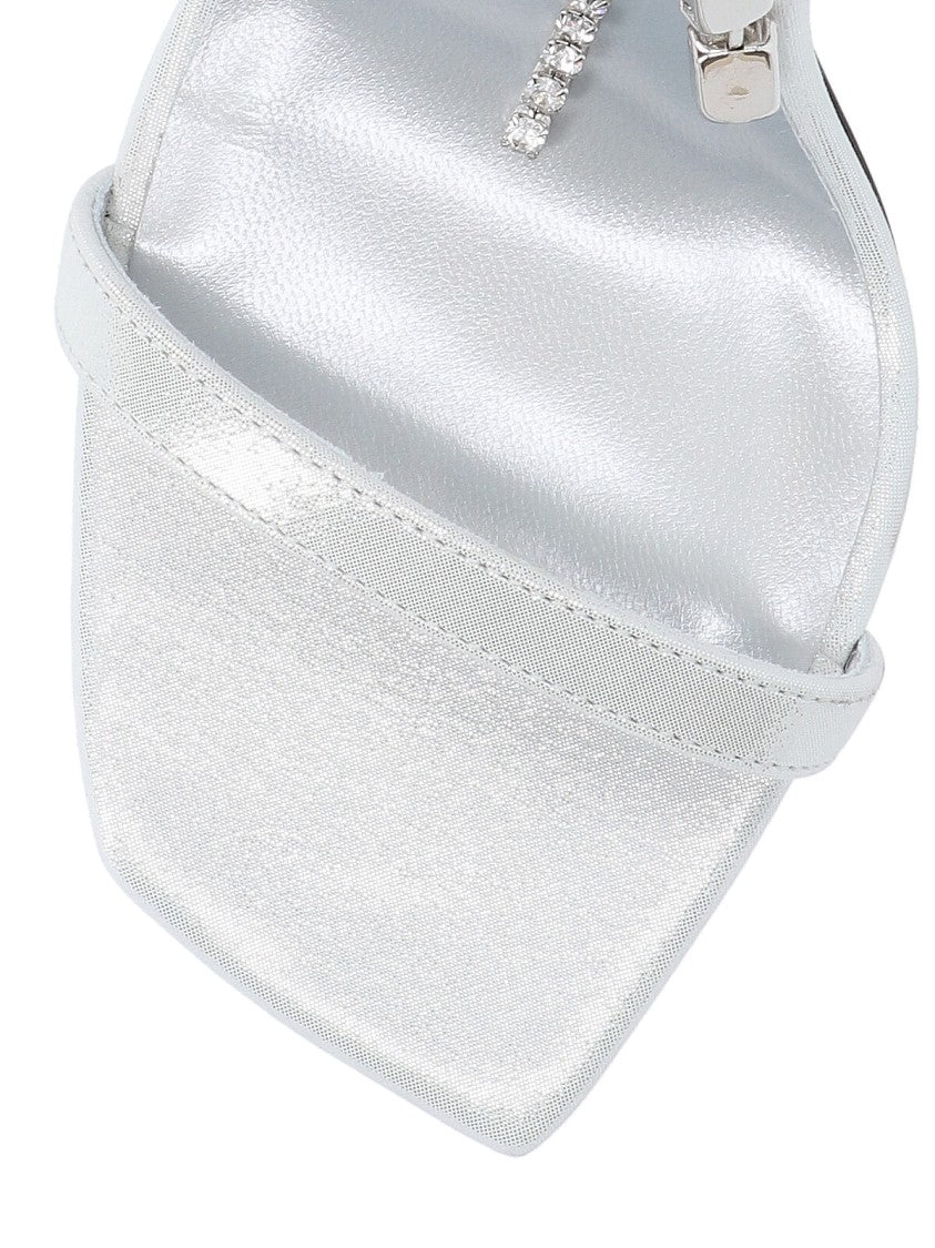 Jimmy Choo "Verity 100" Rhinestone Slingback Sandals Silver