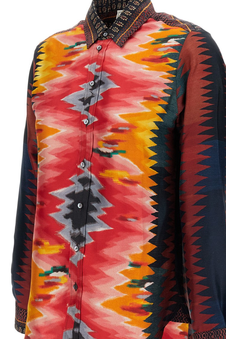 Pierre-Louis Mascia Multicolor Printed Silk Twill Long-Sleeve Shirt