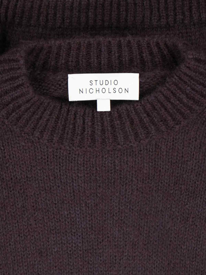 Studio Nicholson Classic Brown Knit Sweater With Ribbed Details